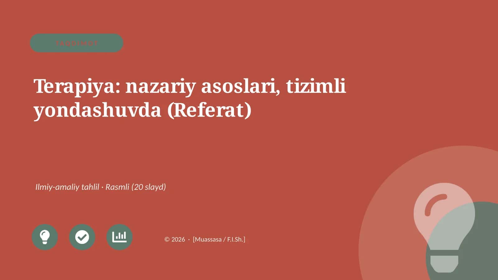 Terapiya: nazariy asoslari, tizimli yondashuvda (Referat) 1