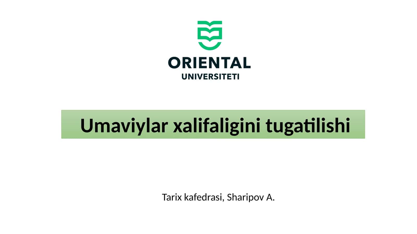 Umaviylar xalifaligini tugatilishi 1
