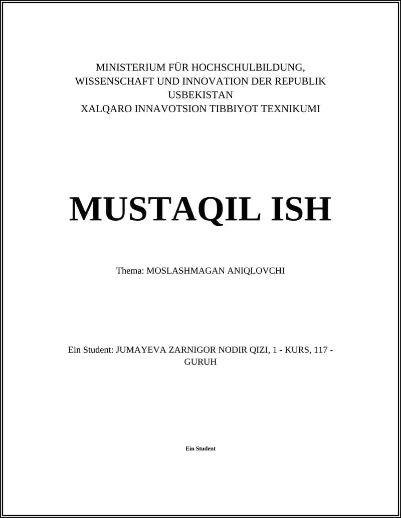 MOSLASHMAGAN ANIQLOVCHI 1