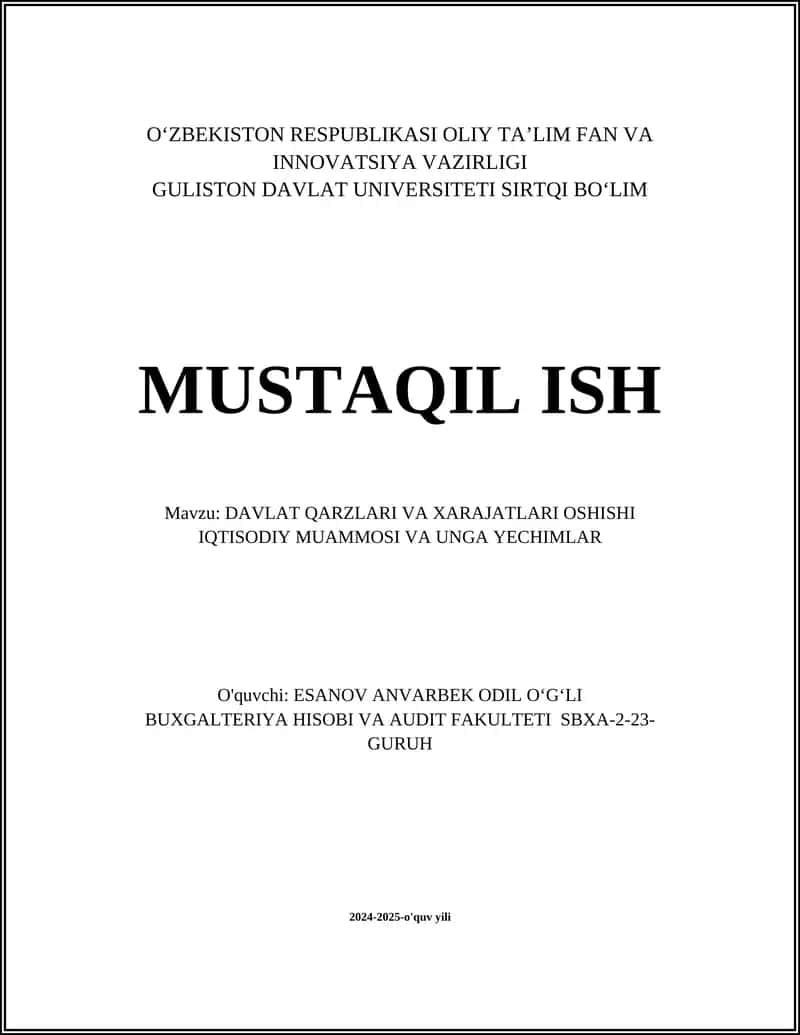 Davlat qarzlar va xarajatlari o'sishi 1