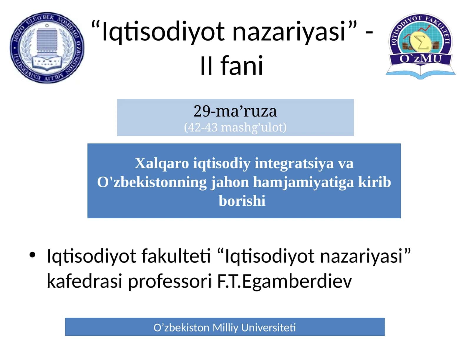 Iqtisodiyot nazariyasi - II fani 1