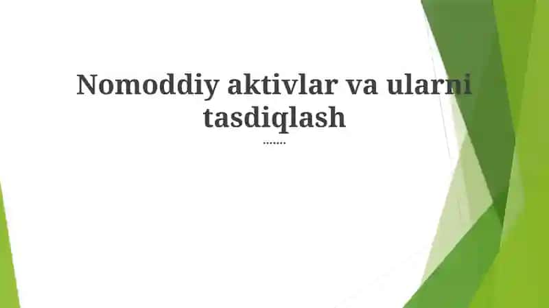 Qimmatli nomoddiy aktivlar 1
