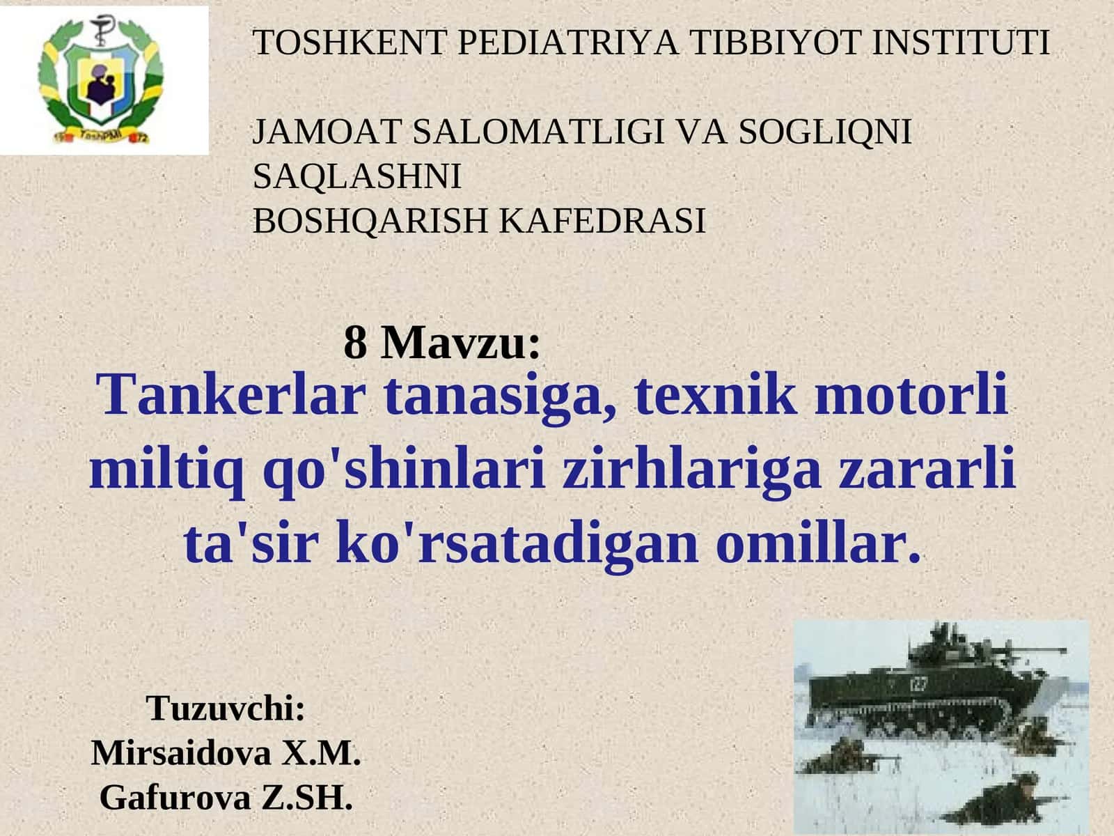 Toshkent Pediatriya Tibbiyot Institutijam O'quv qo'llanmasi 1