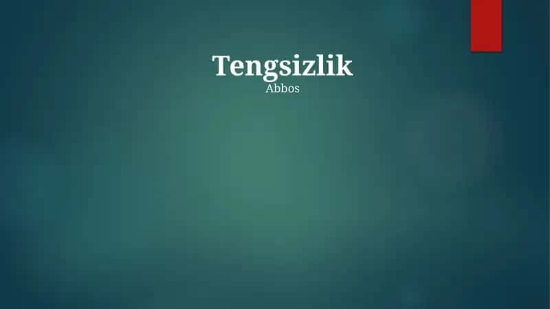 Daromadlar Tengsizligi 1