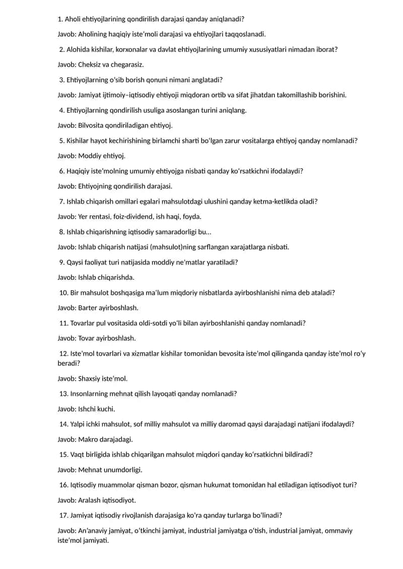 Ehtiyojlar va ularning qondirilishi 1