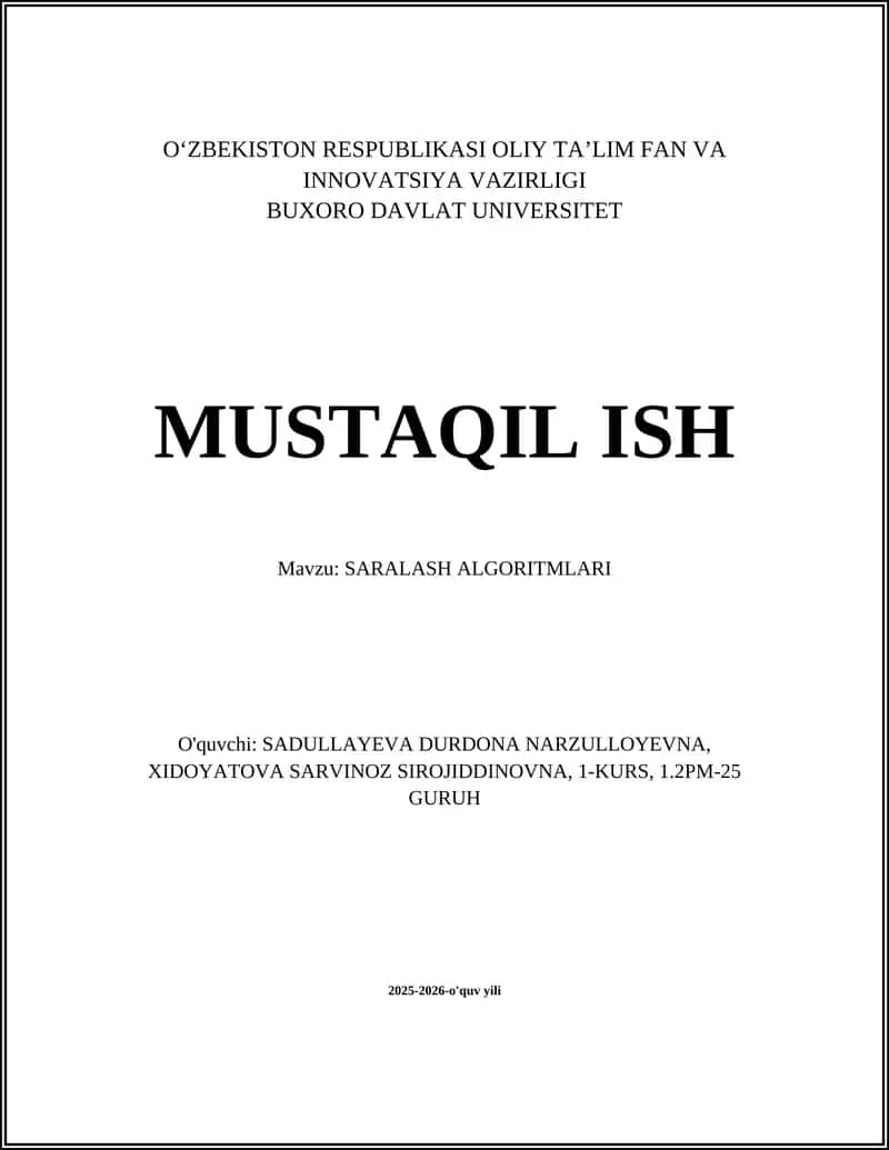 SARALASH ALGORITMLARI 1