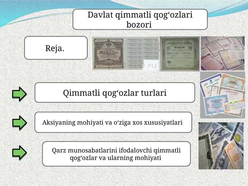 Qimmatliqogʻozlar vaularning mohiyati 1