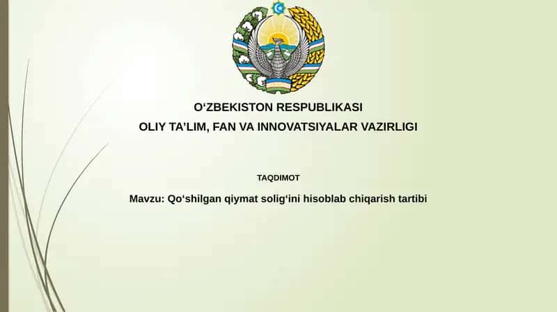 Qo‘shilgan qiymat solig‘ini hisoblab chiqarish tartibi 1