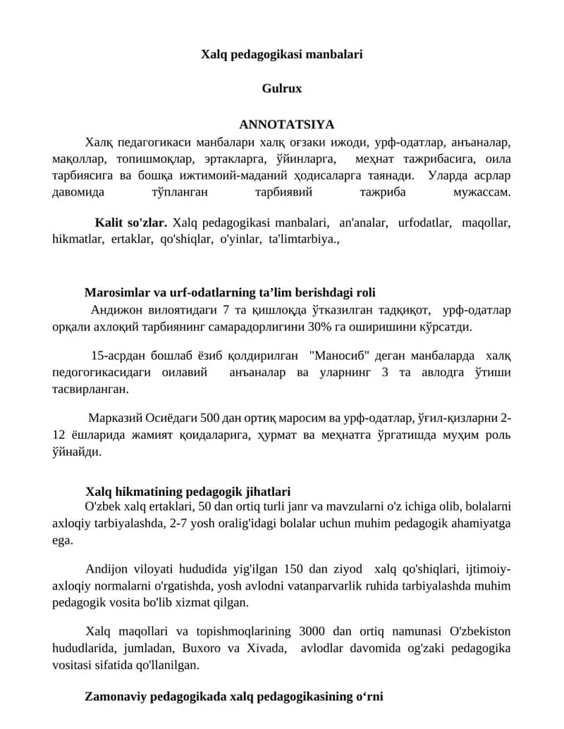 Xalq pedagogikasi manbalari 1