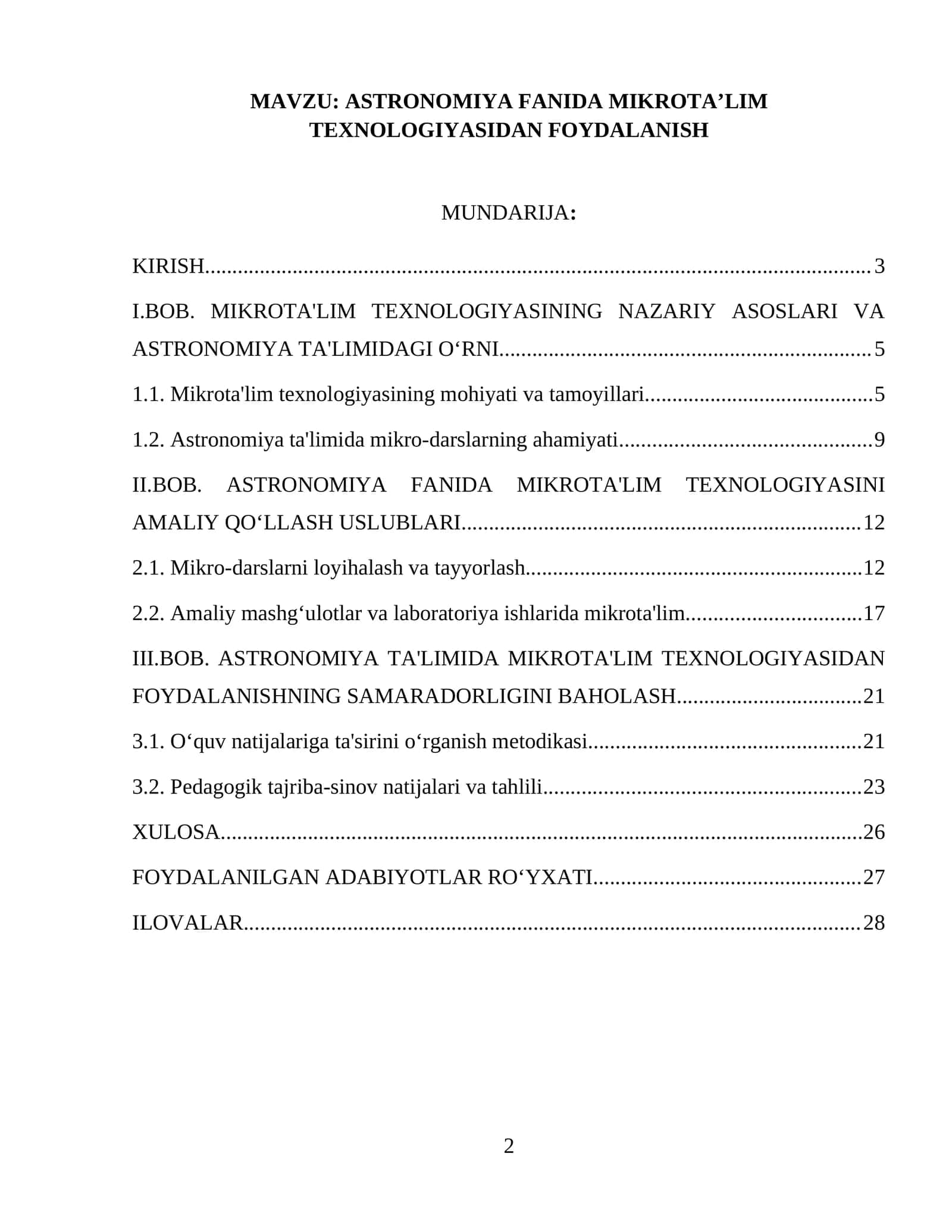 ASTRONOMIYA FANIDA MIKROTA’LIM TEXNOLOGIYASIDAN FOYDALANISH 1