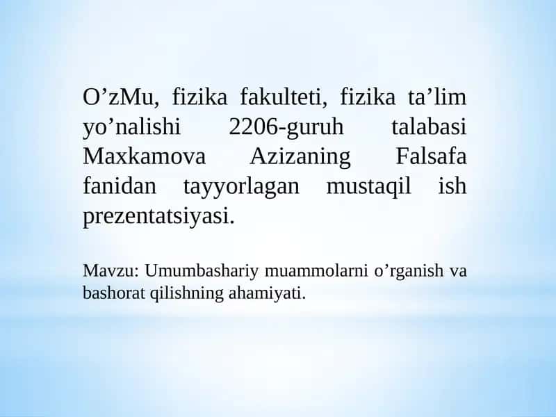 Umumbashariymuammolar 1