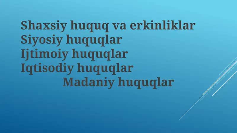 Shaxsiy huquq va erkinliklar 1