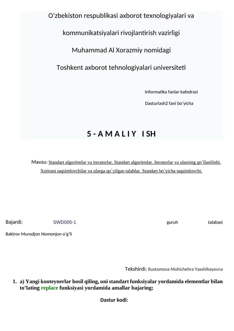 Standart algoritmlar va itеratorlar 1