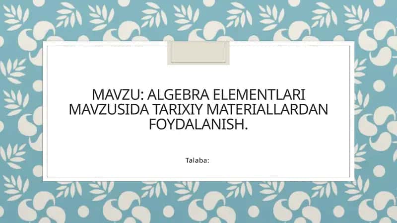 ALGEBRA ELEMENTLARI 1