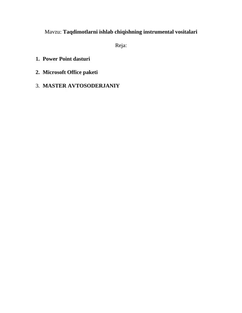 Power Point dasturi 1