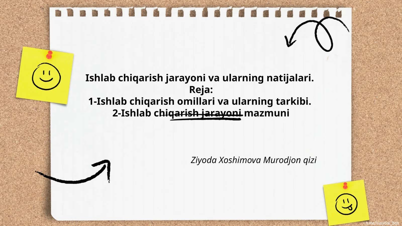 Ishlab chiqarish jarayoni va ularning natijalari 1