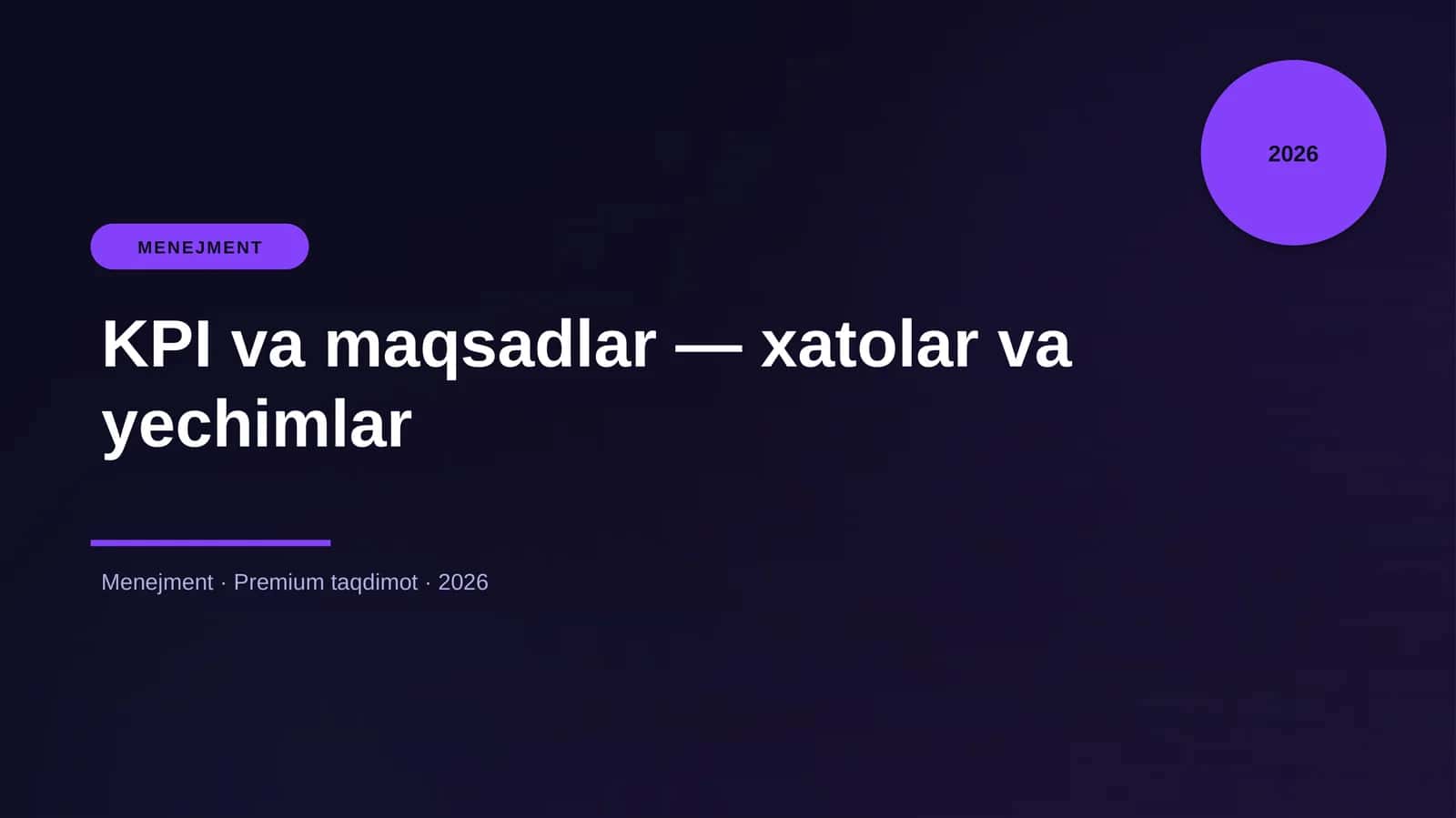 KPI va maqsadlar — xatolar va yechimlar 1