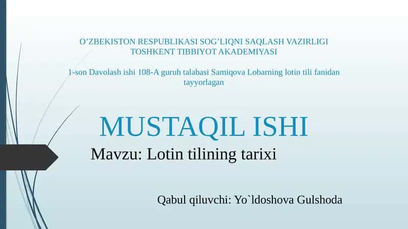 Lotin tilining tarixi 1
