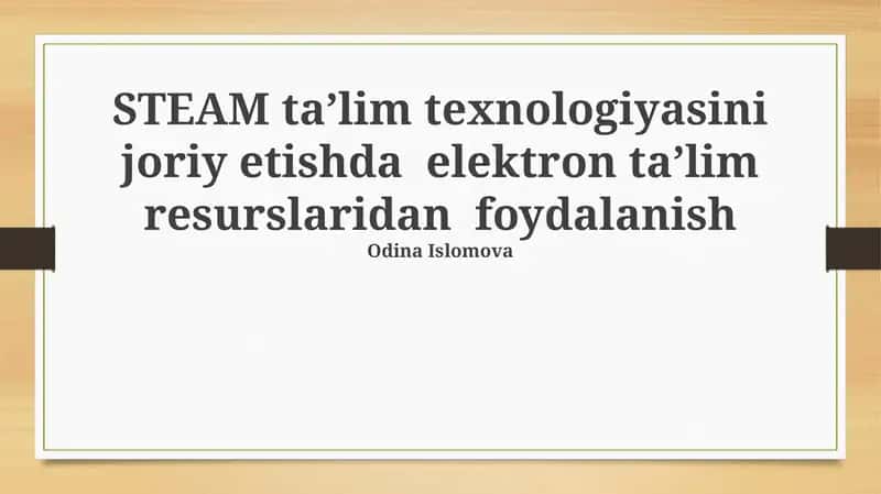 Elektron Ta'lim Resurslari 1