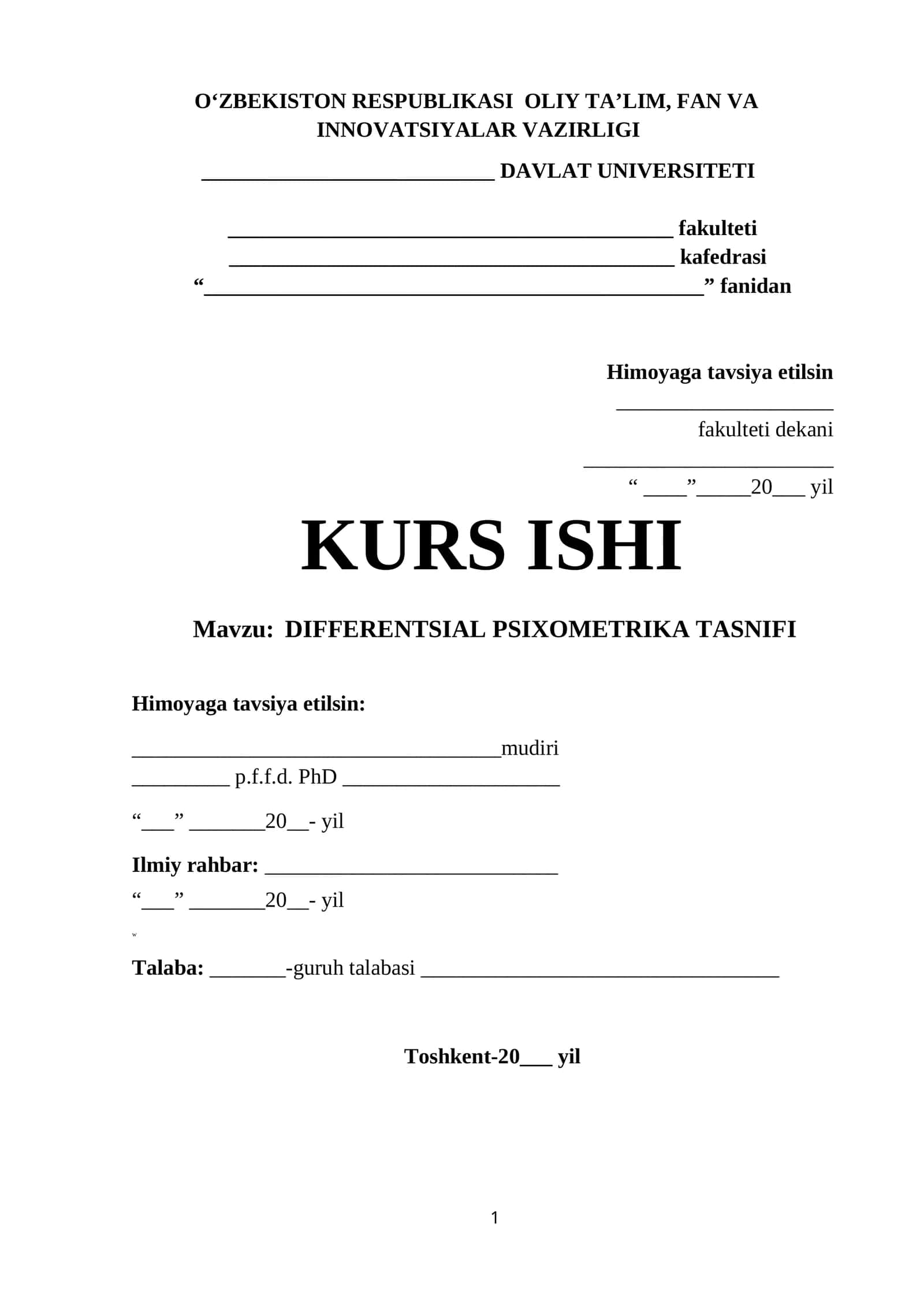 DIFFERENTSIAL PSIXOMETRIKA TASNIFI 1