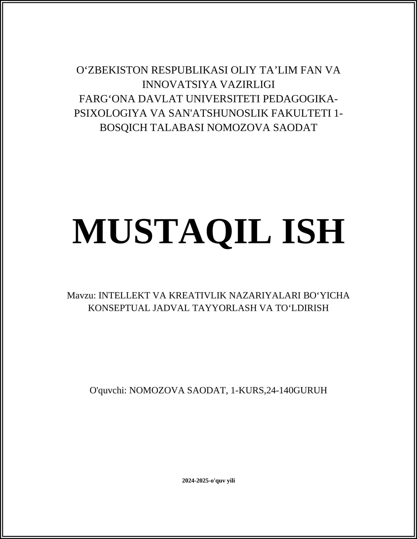 INTELLEKT VA KREATIVLIK NAZARIYALAR 1