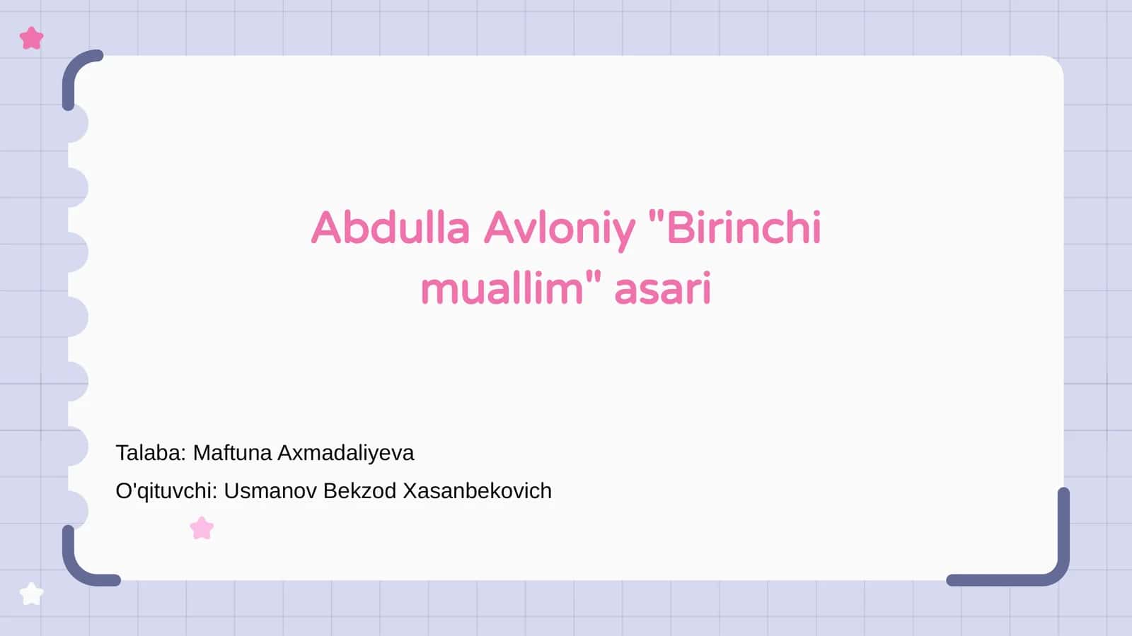 Birinchi muallim 1