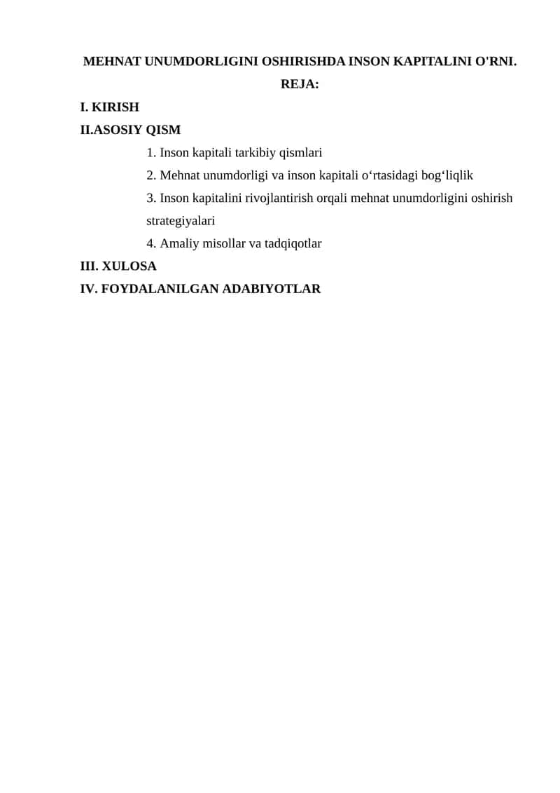 Inson kapitali va mehnat unumdorligi 1