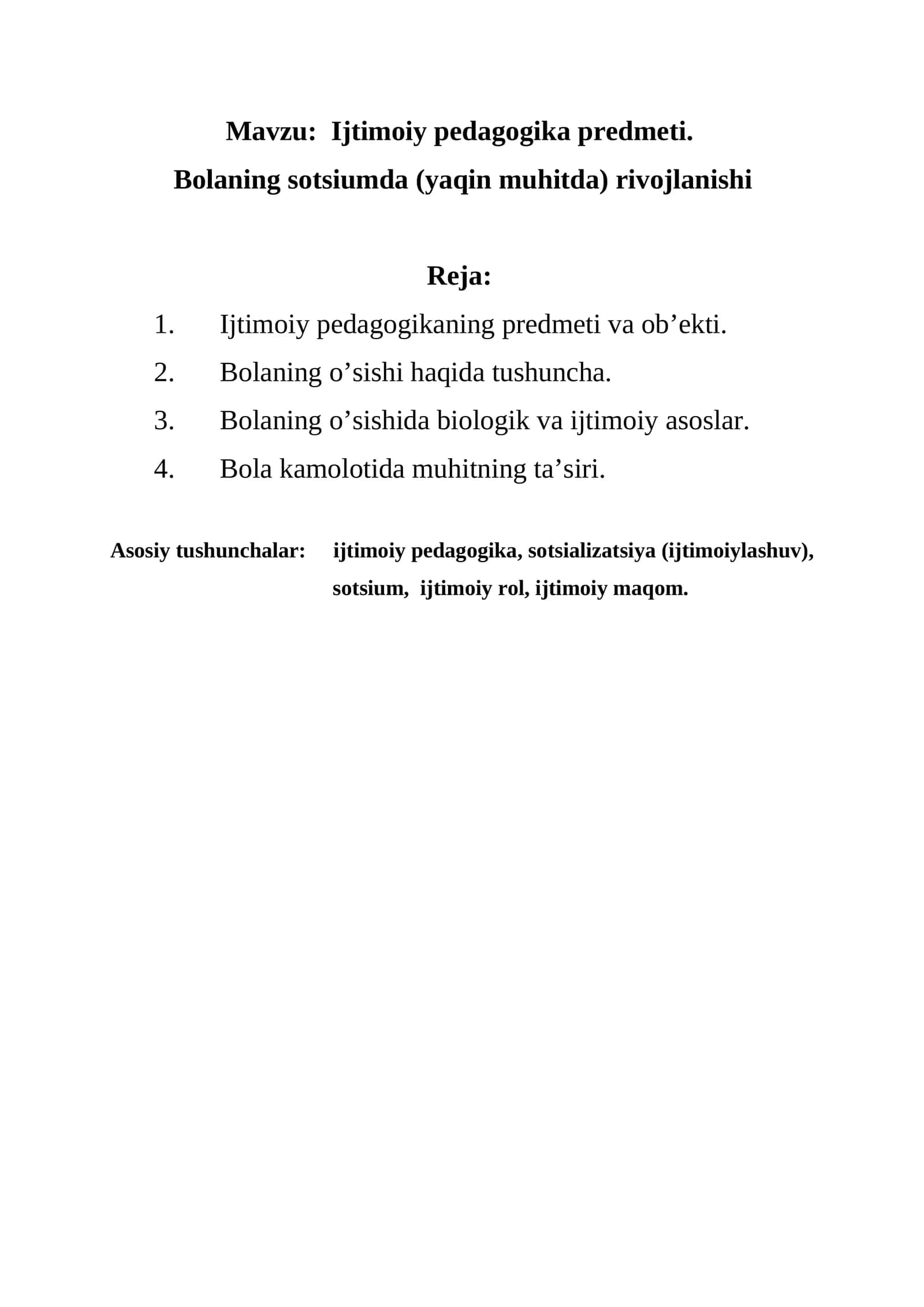 Ijtimoiy pedagogika predmeti 1