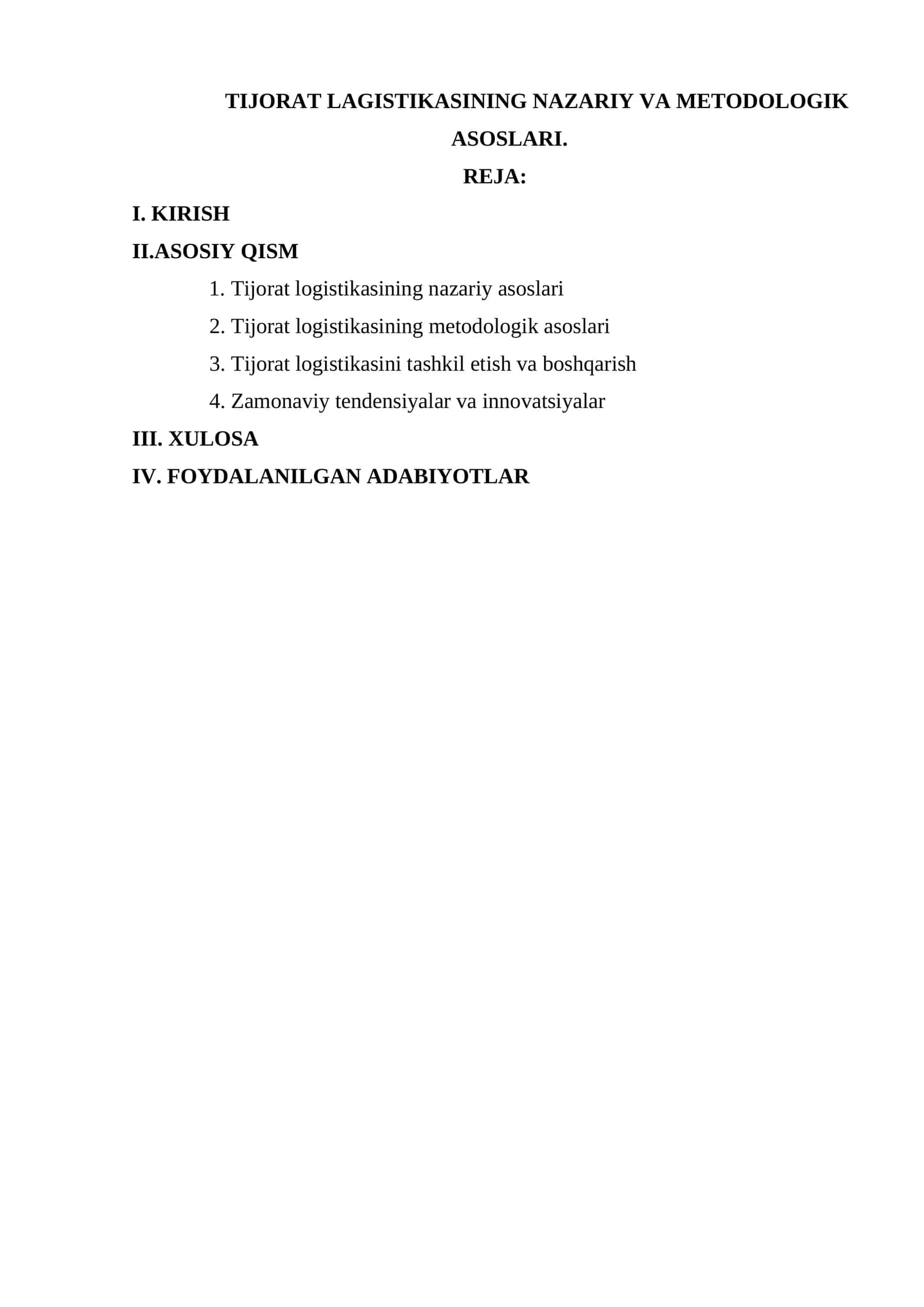 TIJORAT LAGISTIKASINING NAZARIY VA METODOLOGIK ASOSLARI 1