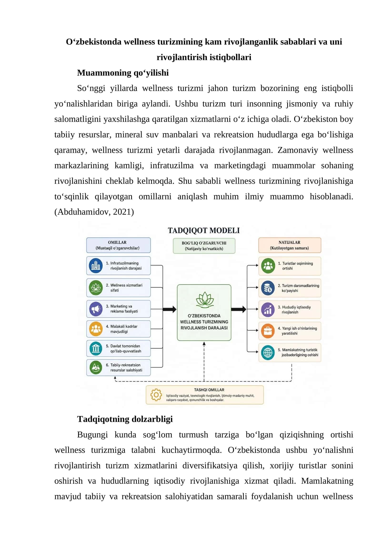 O‘zbekistonda wellness turizmining kam rivojlanganlik sabablari va uni rivojlantirish istiqbollari 1