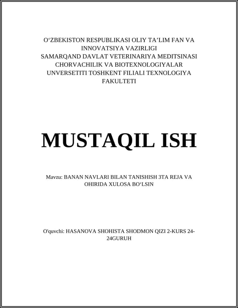 BANAN NAVLARI BILAN TANISHISH 1