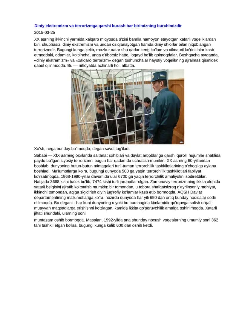 Diniy ekstremizm va terrorizmga qarshi kurash 1