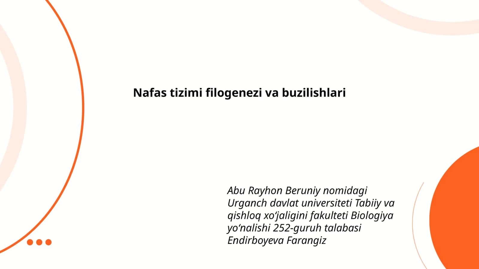 Nafas tizimi filogenezi va buzilishlari 1