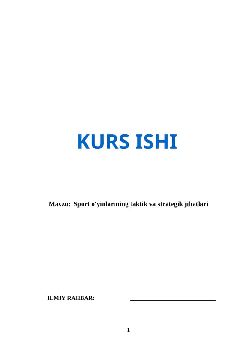 Sport o'yinlarining taktik va strategik jihatlari 1