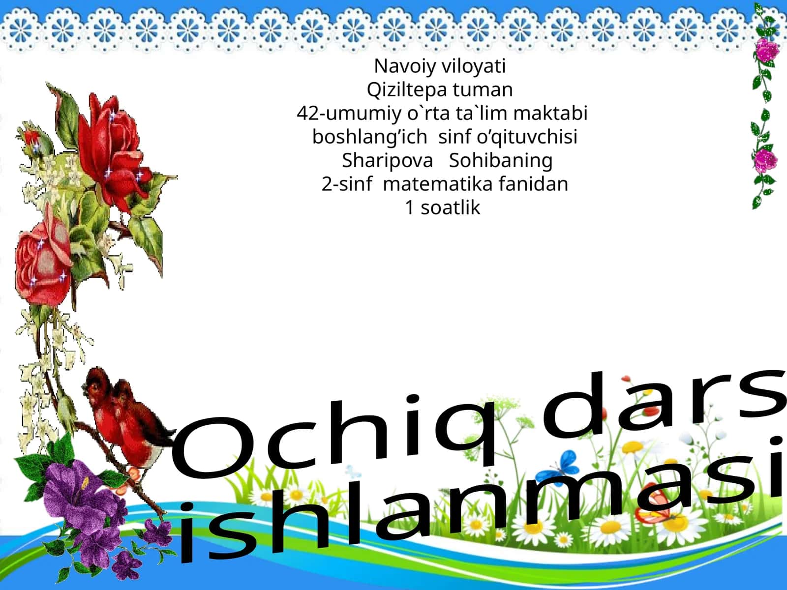 2-sinf matematika fanidan ochiq dars ishlanmasi 1