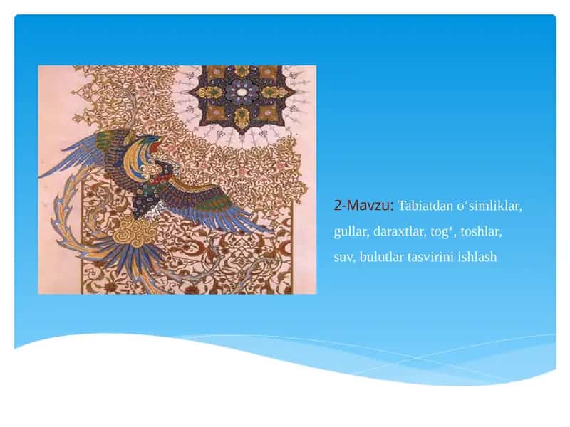 Tabiatdano‘simliklar, gullar, daraxtlar, tog‘, toshlar, suv, bulutlar tasvirini ishlash 1