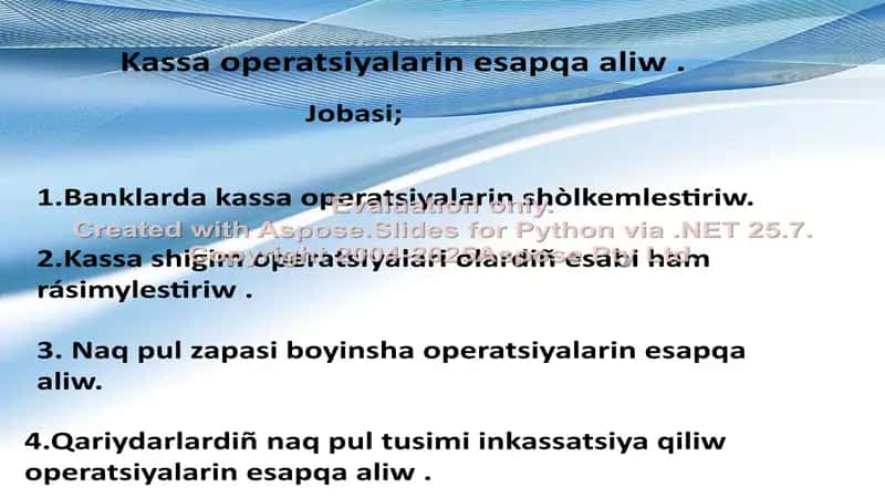 Kassa operatsiyalarining esapga olinishi 1