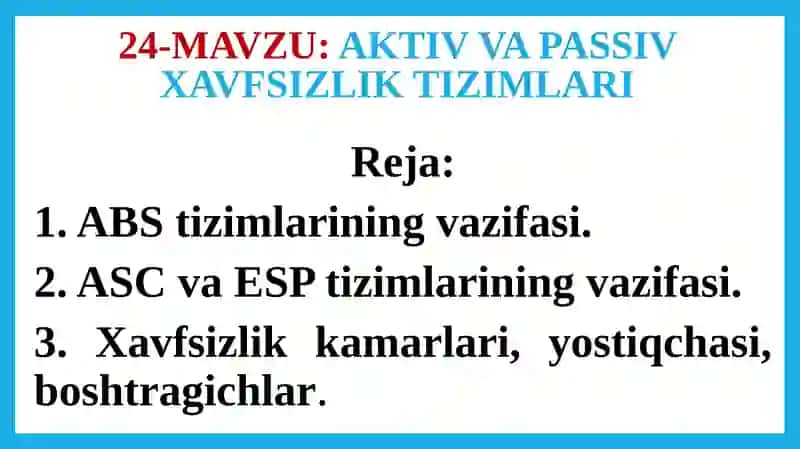 AKTIV VA PASSIV XAVFSIZLIK TIZIMLARI 1