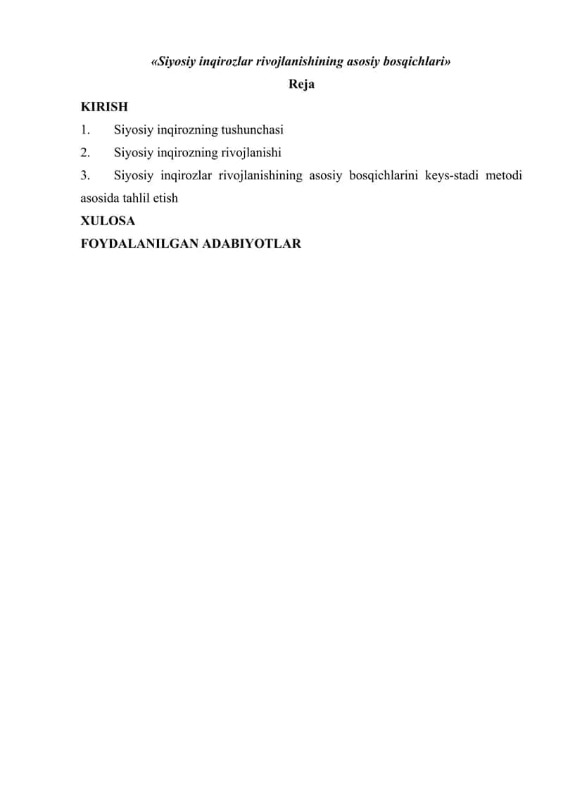 Siyosiy Inqirozlar Rivojlanishining Asosiy Bosqichlari 1