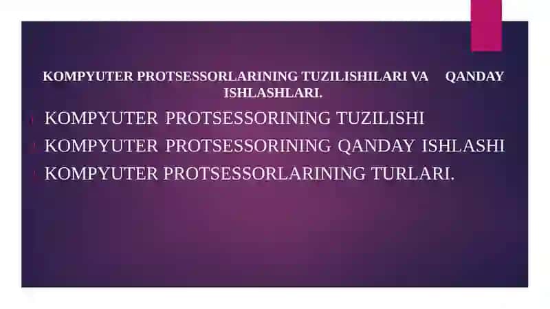 Kompyuter protsessorlarining tuzilishilari 1