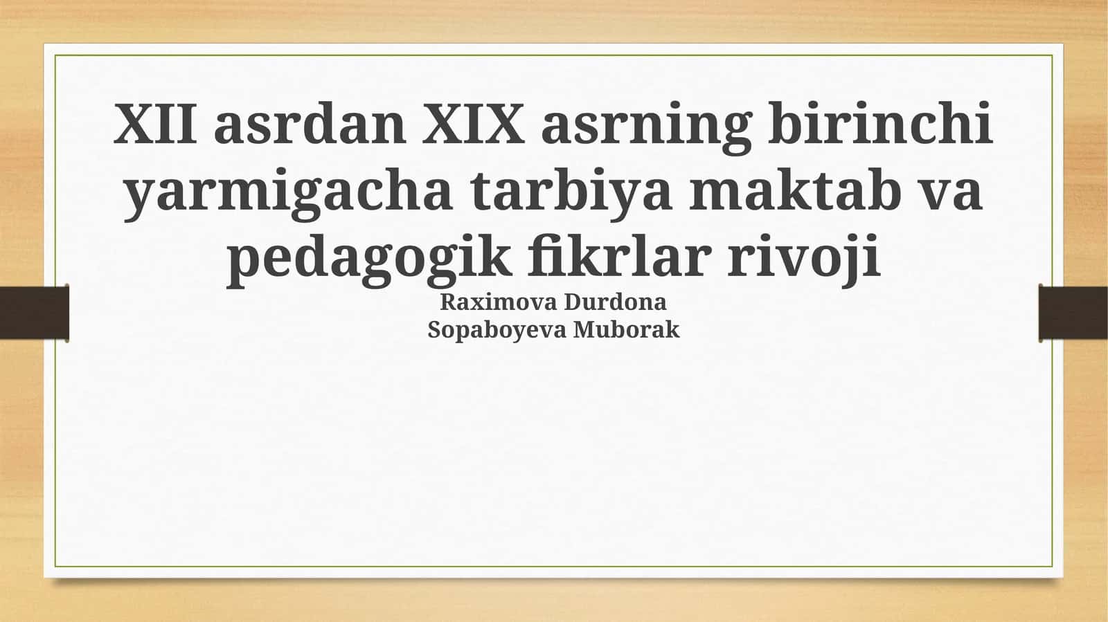 O'rta asrlardan Ma'rifatparvarlikka: Ta'lim Evolyutsiyasi 1