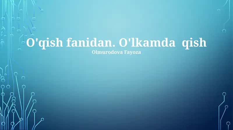 O'lkamda qish 1