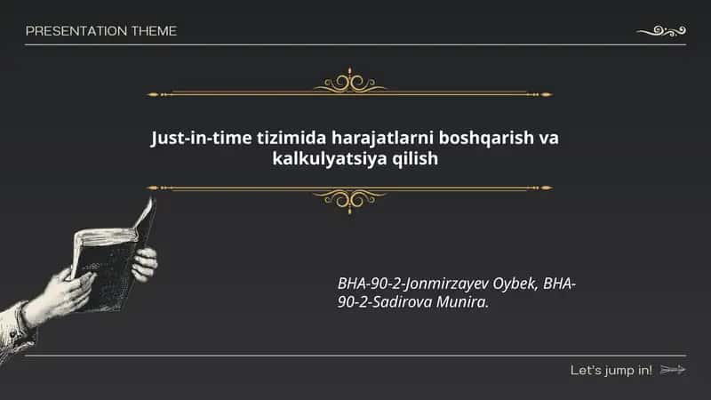 Just-in-time tizimida harajatlarni boshqarish va kalkulyatsiya qilish 1