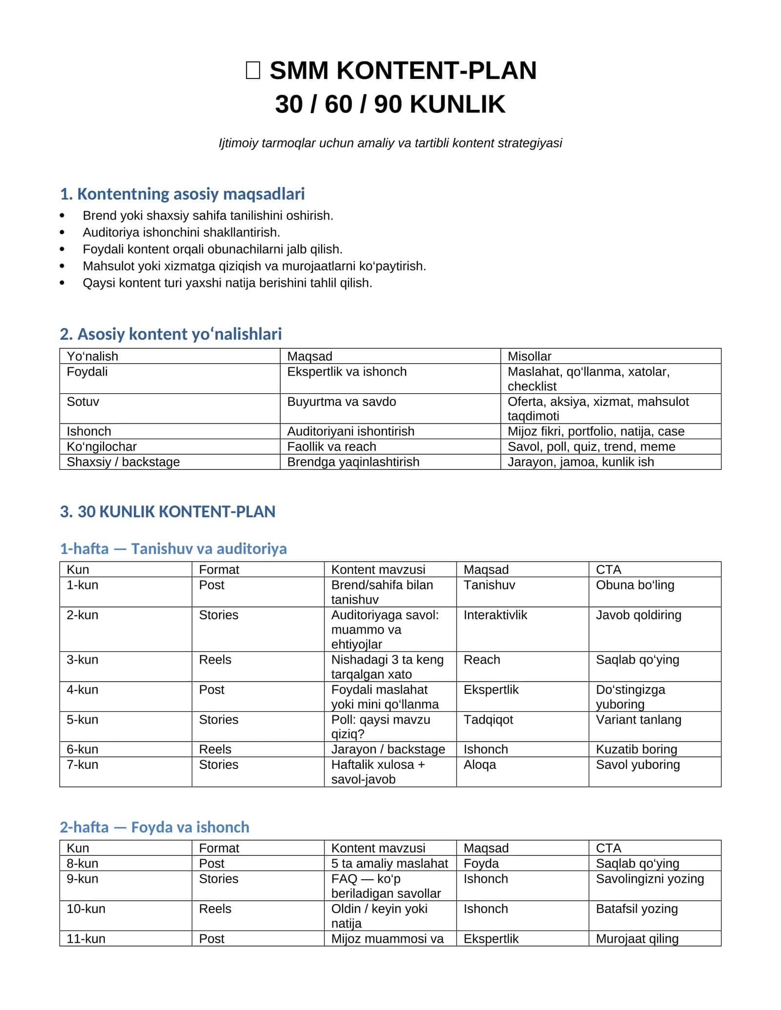 SMM KONTENT-PLAN 60\90 kunlik 1