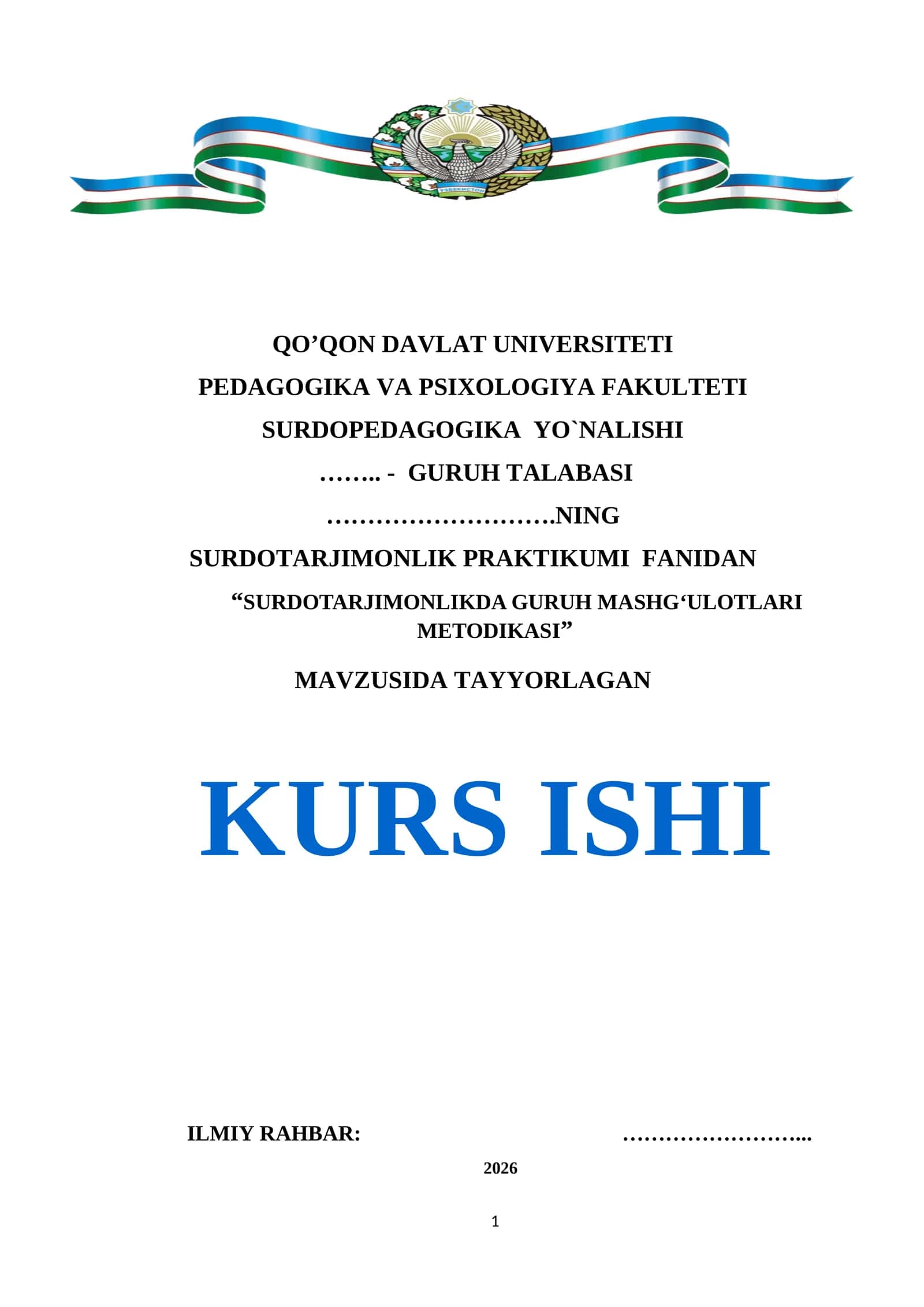 SURDOTARJIMONLIKDA GURUH MASHG‘ULOTLARI METODIKASI 1