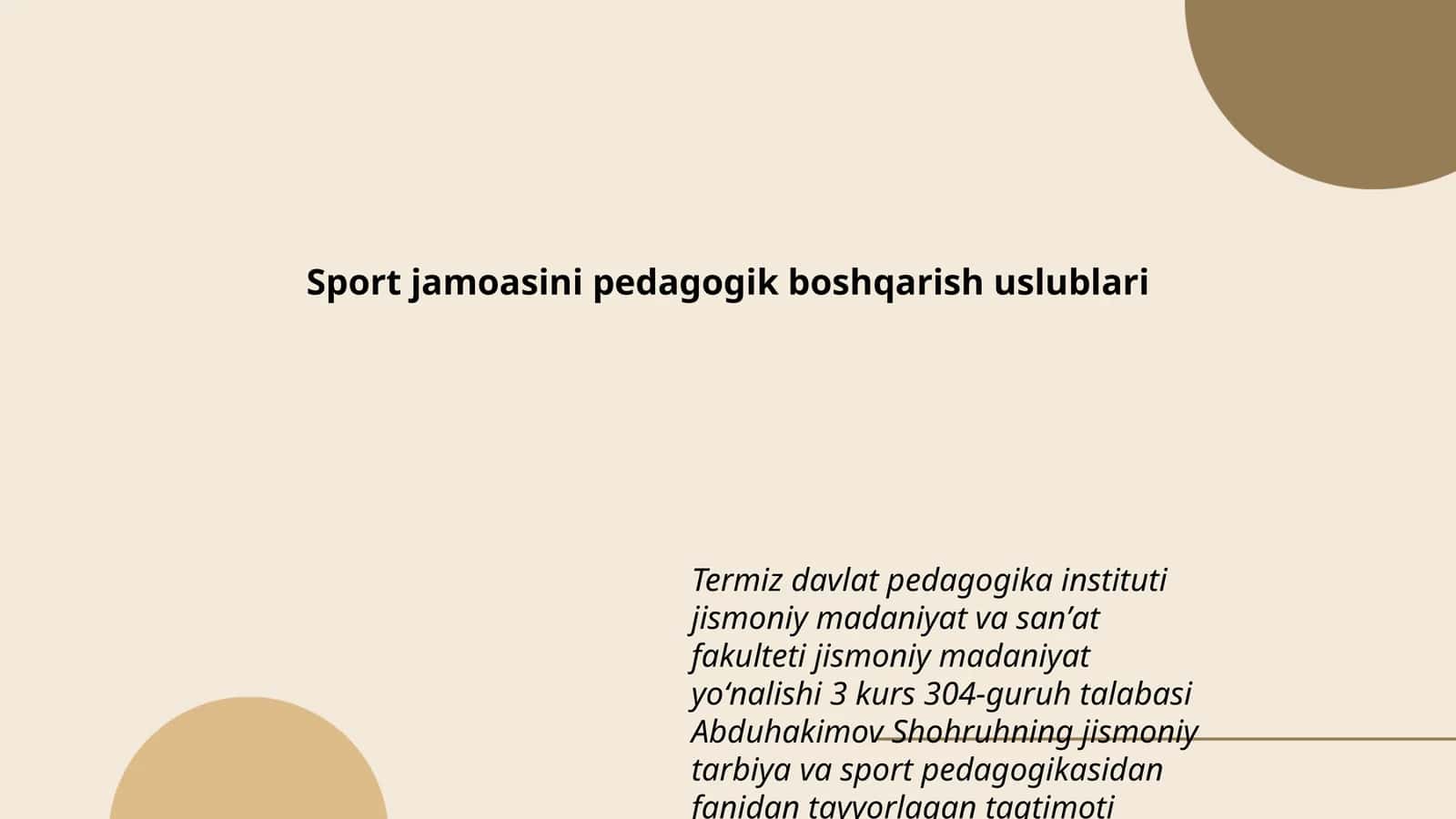 Sport jamoasini pedagogik boshqarish uslublari 1