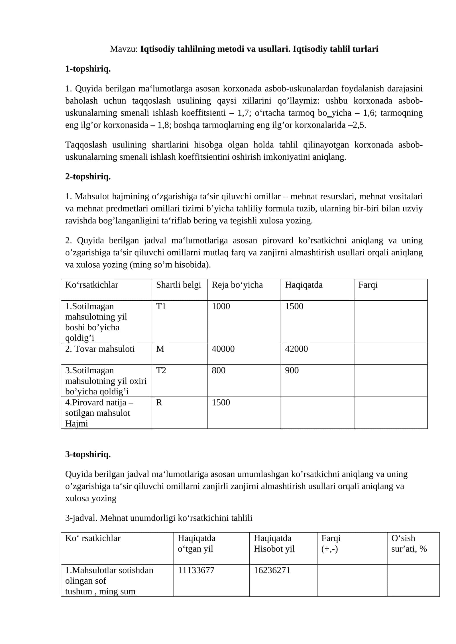 Iqtisodiy tahlilning metodi va usullari 1