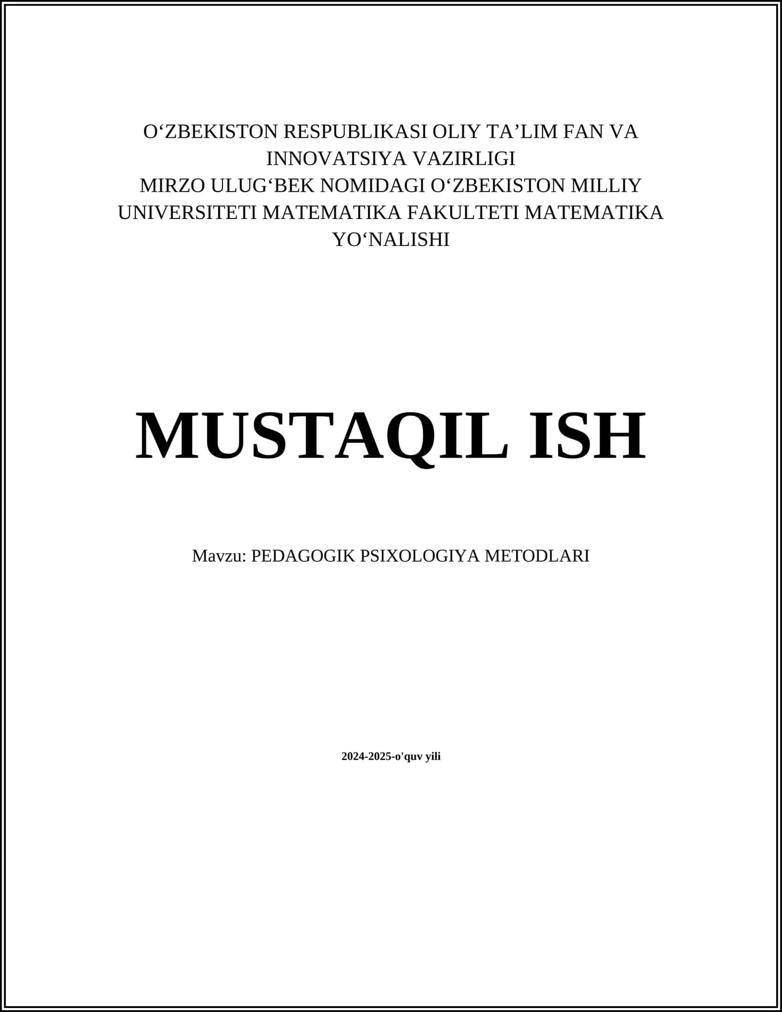 PEDAGOGIK PSIXOLOGIYA METODLARI 1