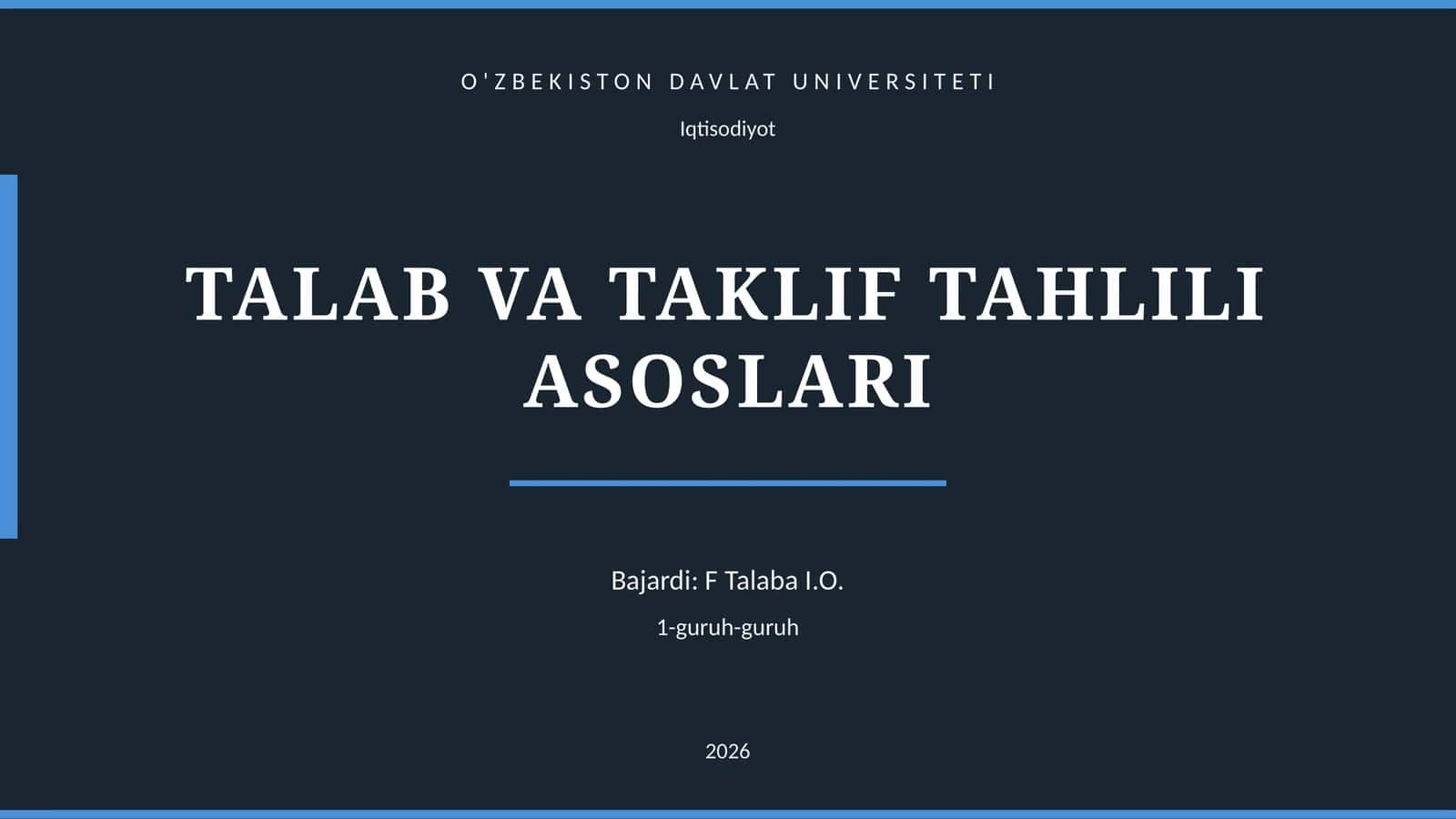 TALAB VA TAKLIF TAHLILI ASOSLARI 1