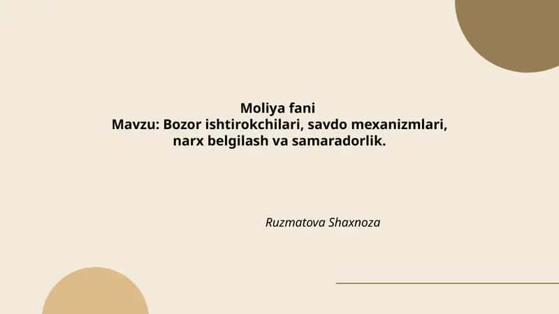 Moliya fani 1